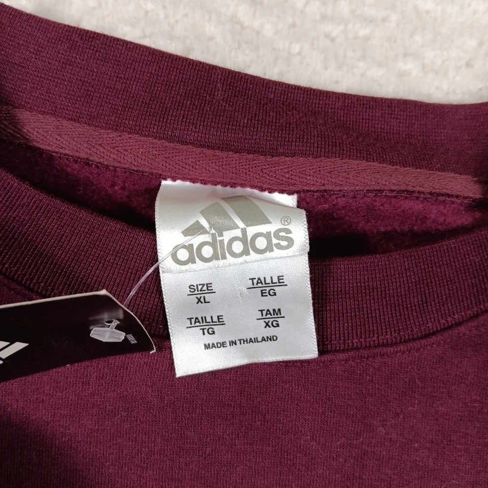 Vintage Adidas Sweatshirt Mens XL Red Crewneck Oversized Boxy Y2K Deadstock